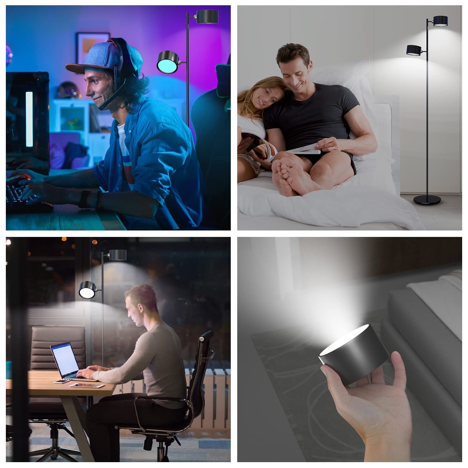 smart RGB rechargeable led floor lamp magnetic removable app touch control stepless dimmable floor lighting
