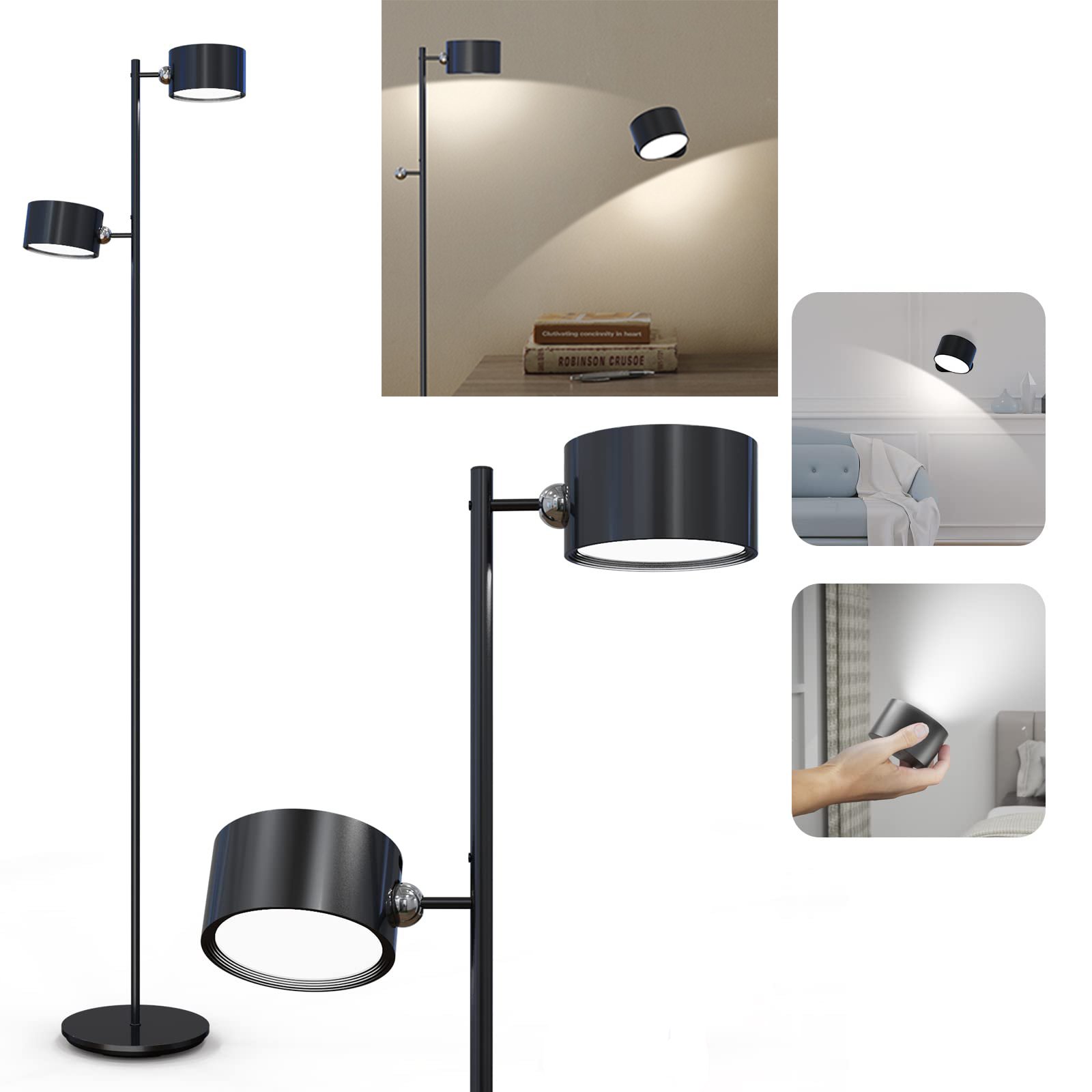 smart RGB rechargeable led floor lamp magnetic removable app touch control stepless dimmable floor lighting