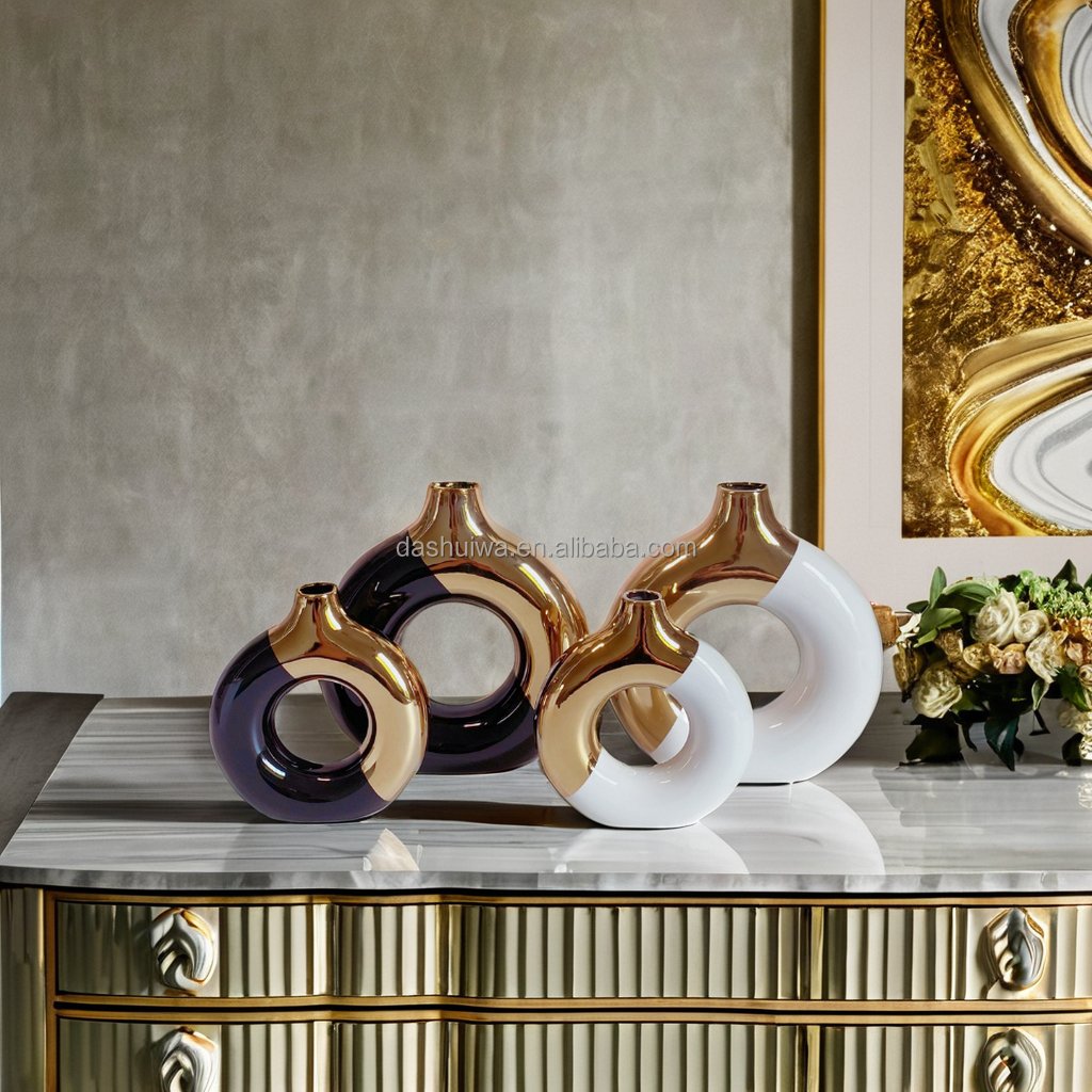 Vase ceramic vase, light luxury gold vase, ins style, high aesthetic value, soft furnishings, decorative items