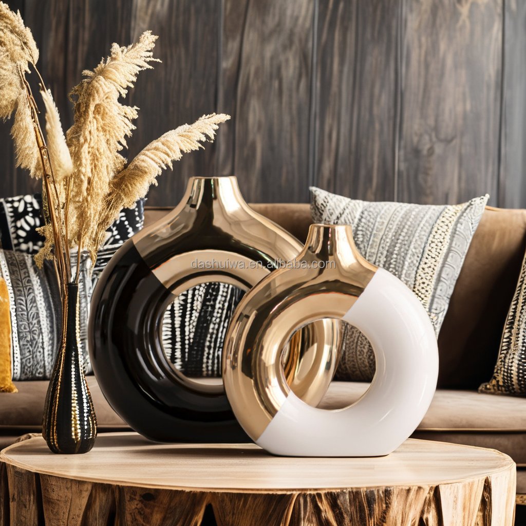 Vase ceramic vase, light luxury gold vase, ins style, high aesthetic value, soft furnishings, decorative items