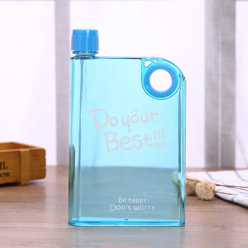 Creative Square Book-shaped Water Bottle A5 Notebook Portable Flat Water Cup Transparent Plastic Cup Custom Outdoor Children