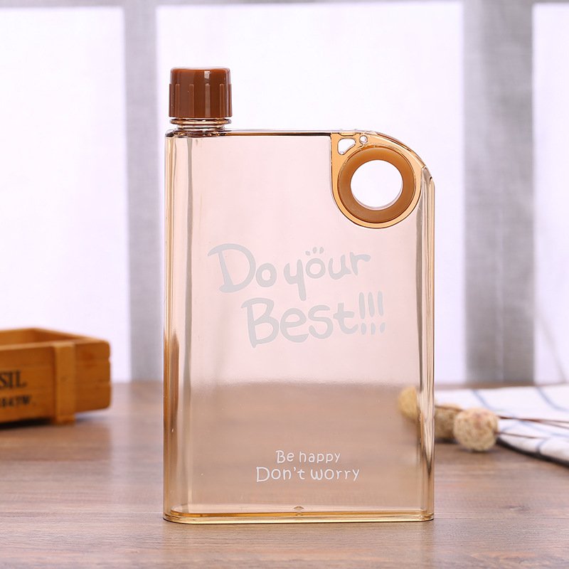 Creative Square Book-shaped Water Bottle A5 Notebook Portable Flat Water Cup Transparent Plastic Cup Custom Outdoor Children