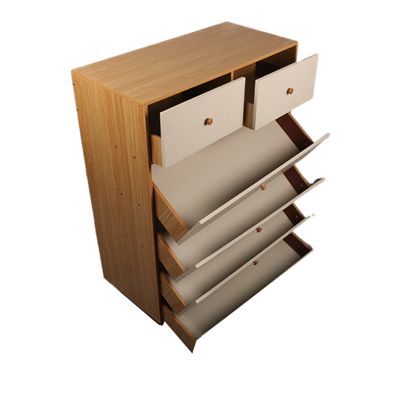 Wooden Front Top Fabric Storage 6-Drawer Dresser Tower Living Room Hallway Nursery Chest Of Drawers