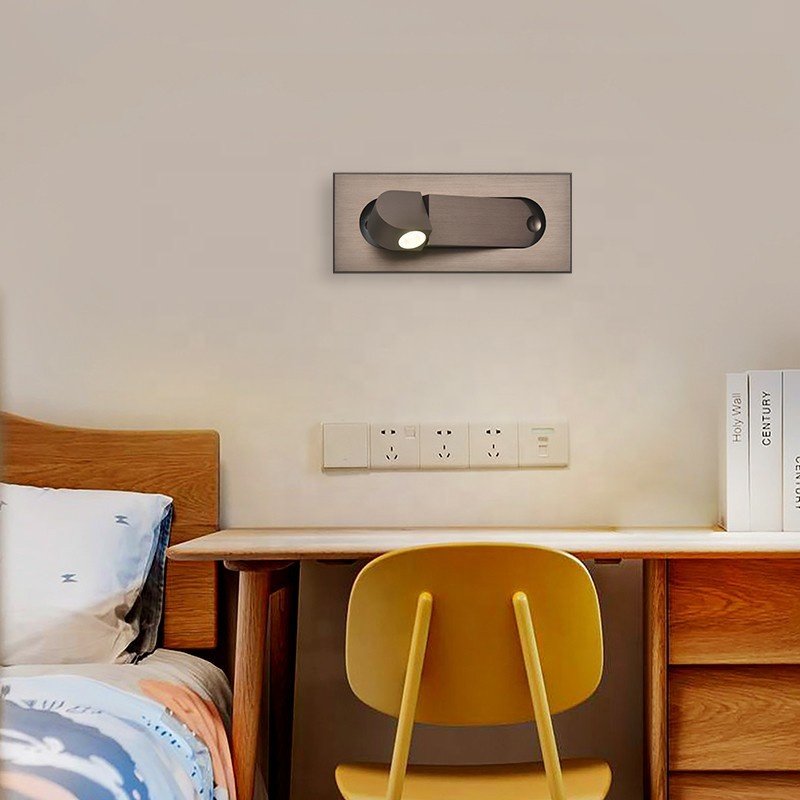 Factory Sale Embedded Light Hotel Wall Lamp European-style Guest Room Bedroom Hotel Bedside Living Room 3W Rotating Reading Lamp