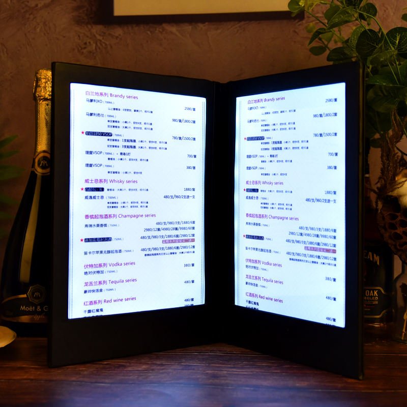 Rechargeable Double Side A5 Led Light Menu Menu Led Display Book Table Lighting Menu For Bar ktv Night Club