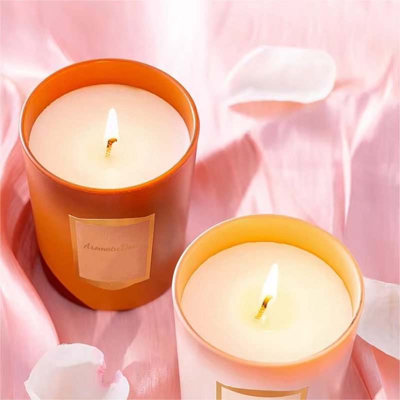 Custom Luxury Romantic Gift Box Pink Glass Jar Wedding Home Decorative Aromatherapy Soy Wax Scented Candle