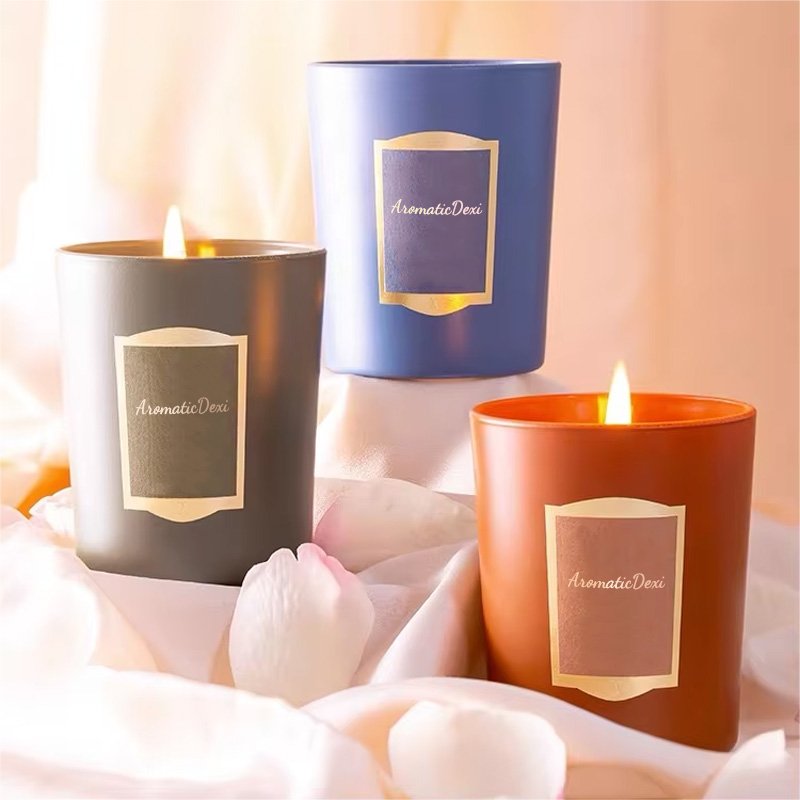 Custom Luxury Romantic Gift Box Pink Glass Jar Wedding Home Decorative Aromatherapy Soy Wax Scented Candle