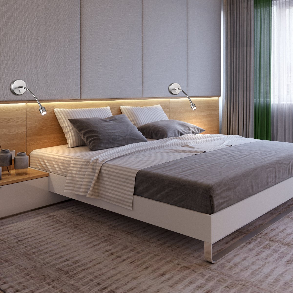 Modern Flexible LED 3W Aluminum Bedside Reading Lamp Adjustable Wall Mounted Lamp Hotel Bed Side Book Light