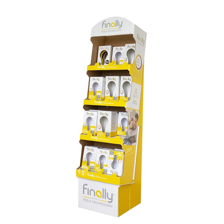 Custom pop cardboard splash floor display stand lamp led light bulb paper display cardboard display stand for led light bulb