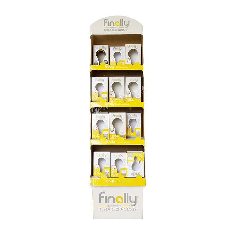 Custom pop cardboard splash floor display stand lamp led light bulb paper display cardboard display stand for led light bulb