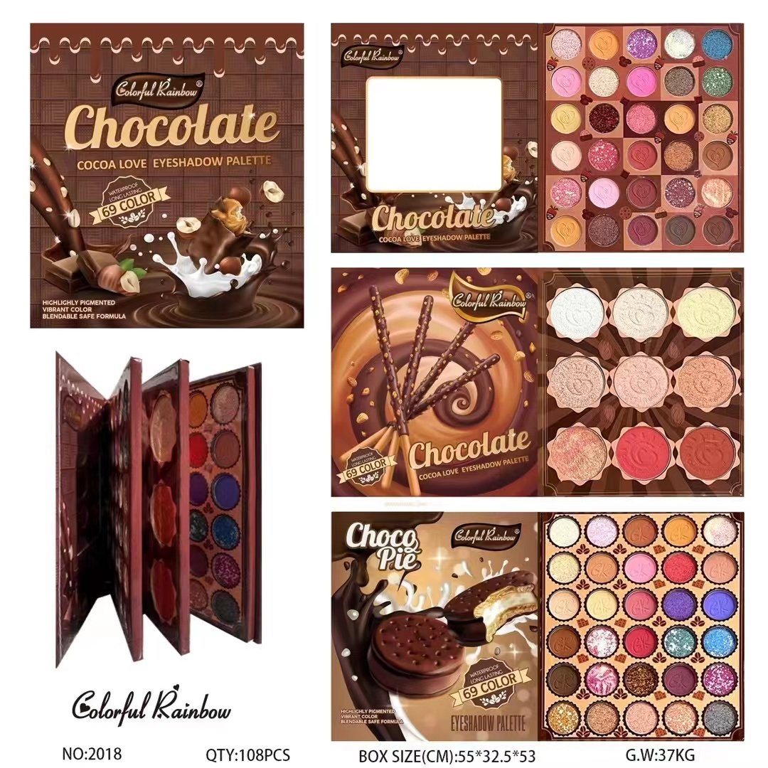 New 69 color eye shadow book three-layer pearlescent matte glitter sequin color makeup plate
