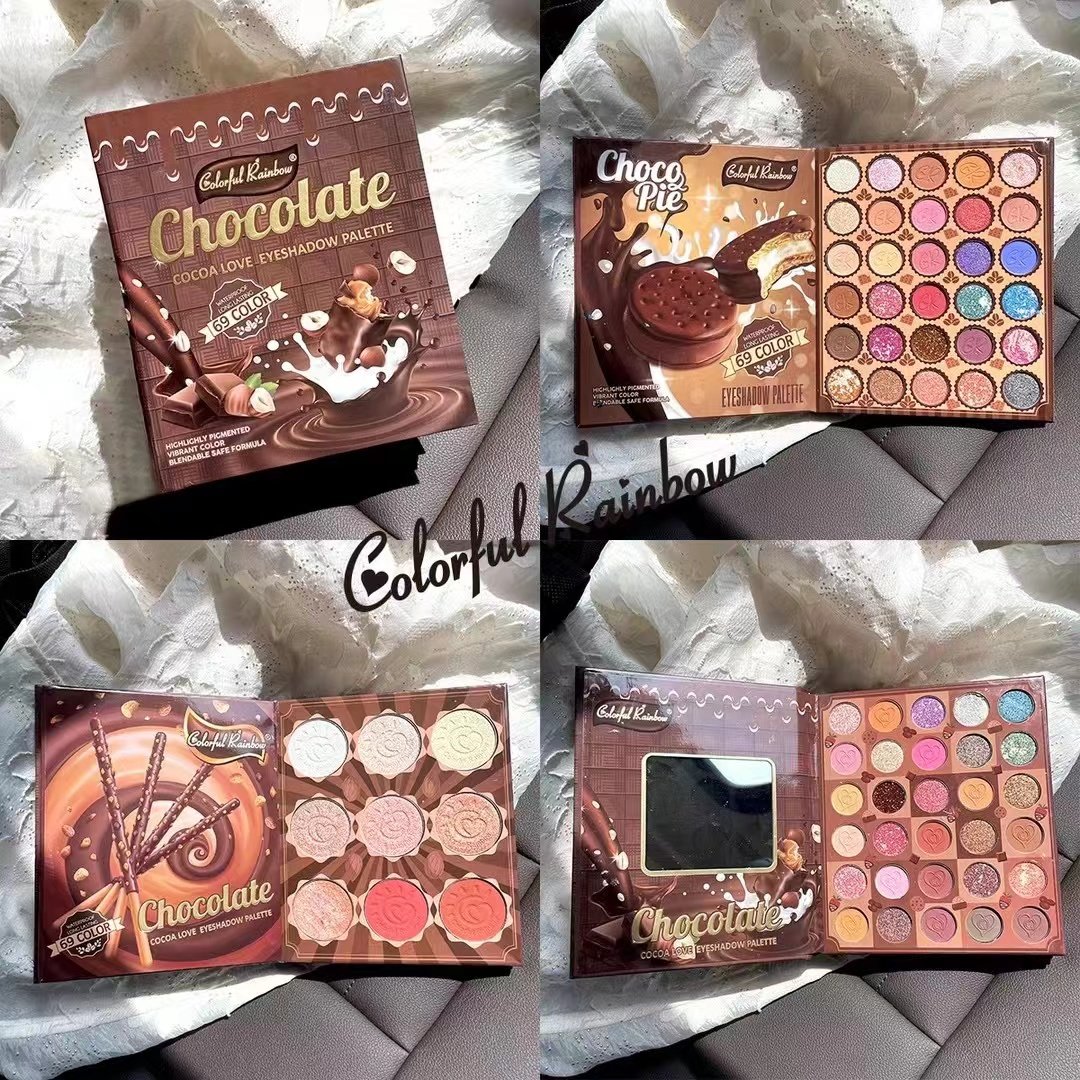 New 69 color eye shadow book three-layer pearlescent matte glitter sequin color makeup plate