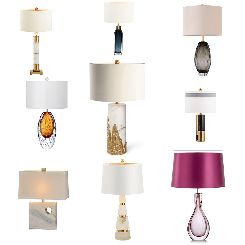 Factory Price Nordic Hotel Bed Side Desk Lamp Shade Led Modern Home Decor Marble Table Lamp Desk Lamps Colorful Led Lights