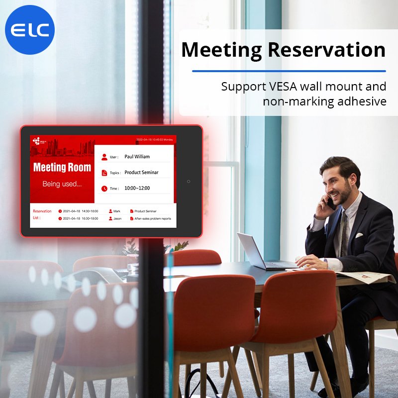Wall Mounted Conference Android Meeting Room NFC Tablet LCD Touch Screen 10.1 Inch POE Power LED Light Booking System