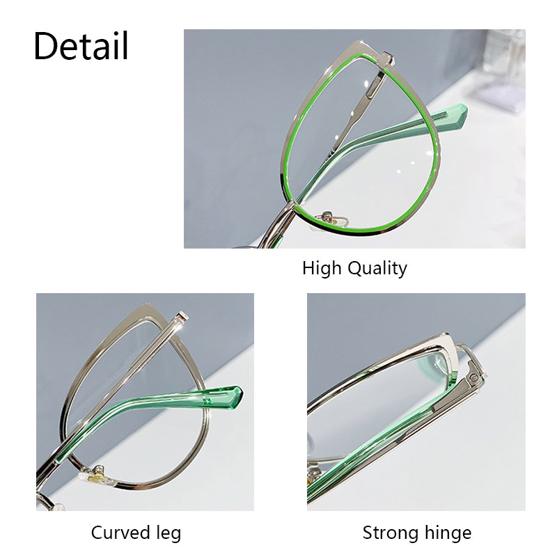 Newest Fashion Trendy Metal Optical Glasses Frame Women Designer Eyeglasses Frame Anti Blue Light Cat Eye Glasses