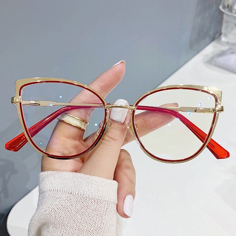 Newest Fashion Trendy Metal Optical Glasses Frame Women Designer Eyeglasses Frame Anti Blue Light Cat Eye Glasses