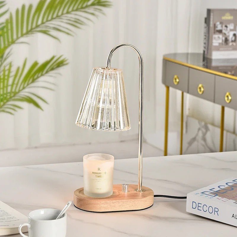 Aroma Lamps Mood Light Glass Crystal Wood Indoor Lighting Lights Solid Wood Candle Warmer Lamp Wax Melting 110V/220V
