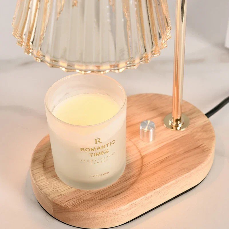 Aroma Lamps Mood Light Glass Crystal Wood Indoor Lighting Lights Solid Wood Candle Warmer Lamp Wax Melting 110V/220V