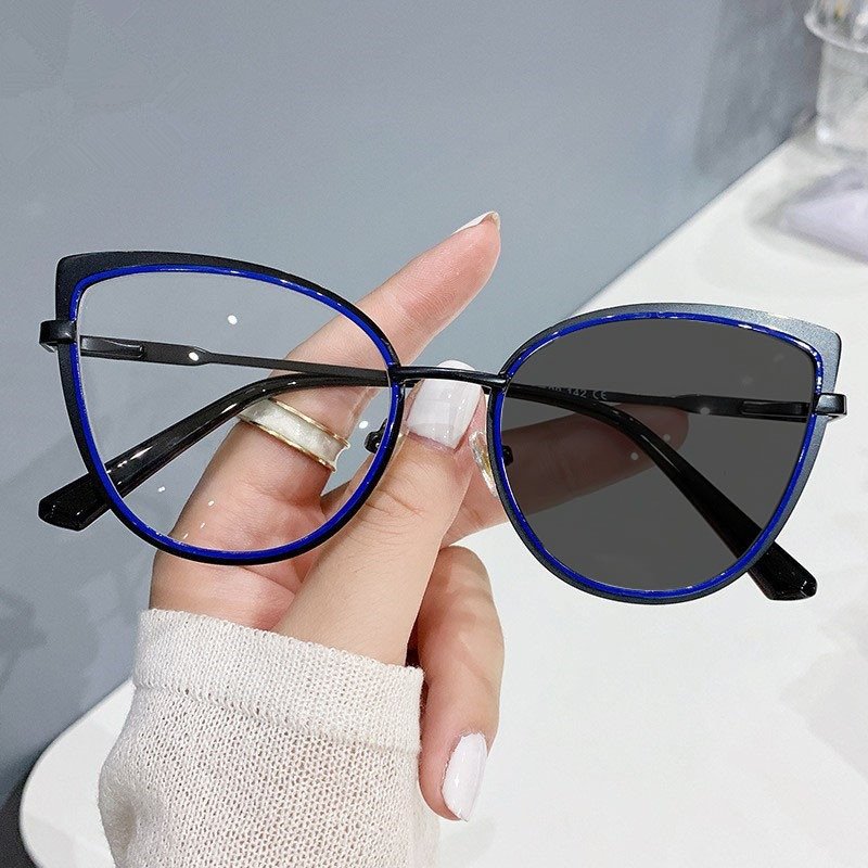 New Retro Fashion Popular Metal Cat Eye Eyeglasses Frames for All Face Anti Blue Glasses Anti Reflection Protect Eyes for Woman