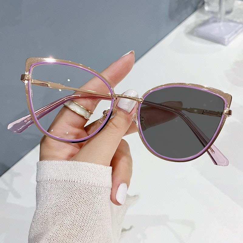 New Retro Fashion Popular Metal Cat Eye Eyeglasses Frames for All Face Anti Blue Glasses Anti Reflection Protect Eyes for Woman