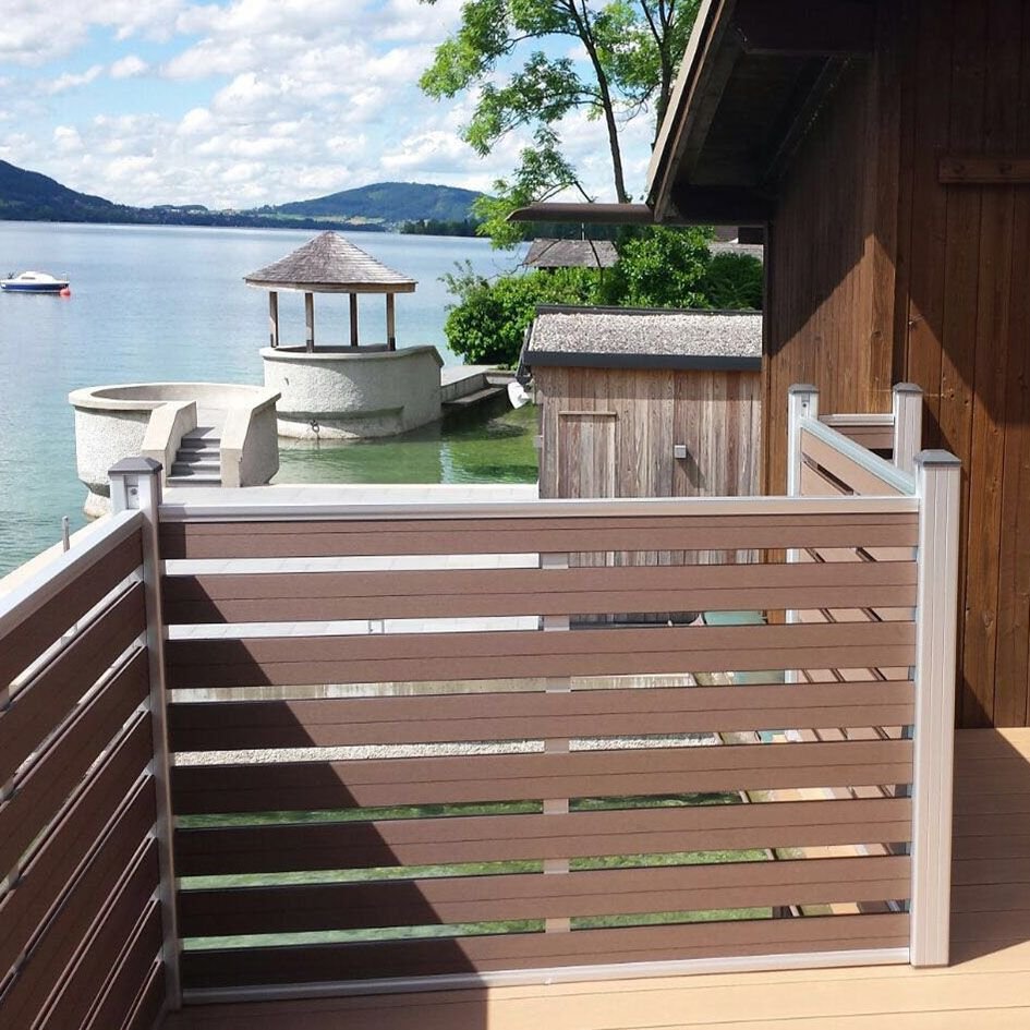 2024 New Design Wood Grain Grey Teak Charchoal Wood Plastic Composite Fence