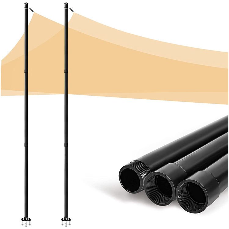 JH-Mech Shade Sail Canopy Pole Custom Heavy Duty Poles coated Stainless Steel Shade Sail Pole with Two Types of Hooks