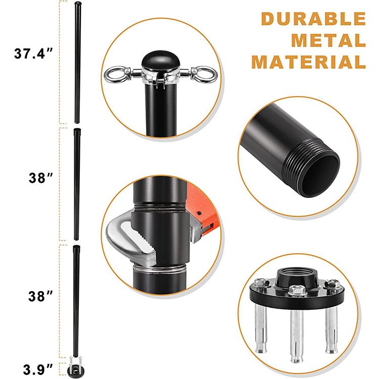 JH-Mech Shade Sail Canopy Pole Custom Heavy Duty Poles coated Stainless Steel Shade Sail Pole with Two Types of Hooks