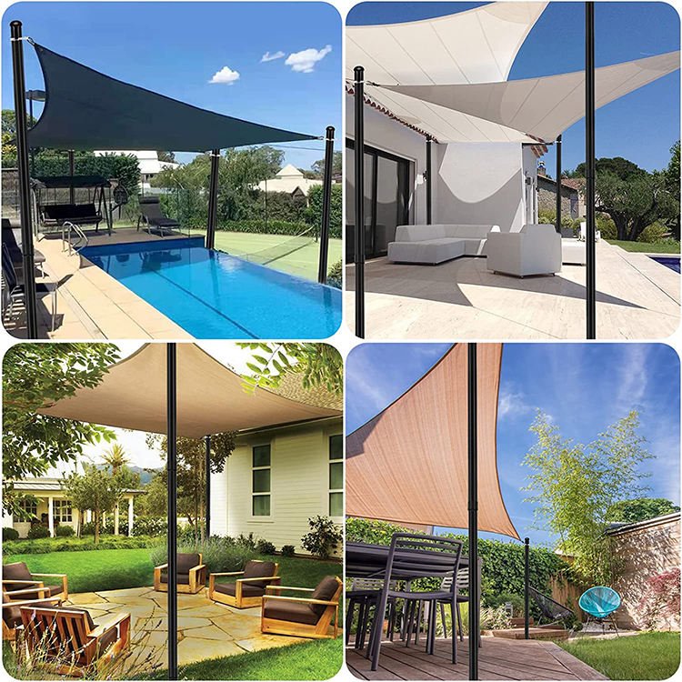 JH-Mech Shade Sail Canopy Pole Custom Heavy Duty Poles coated Stainless Steel Shade Sail Pole with Two Types of Hooks