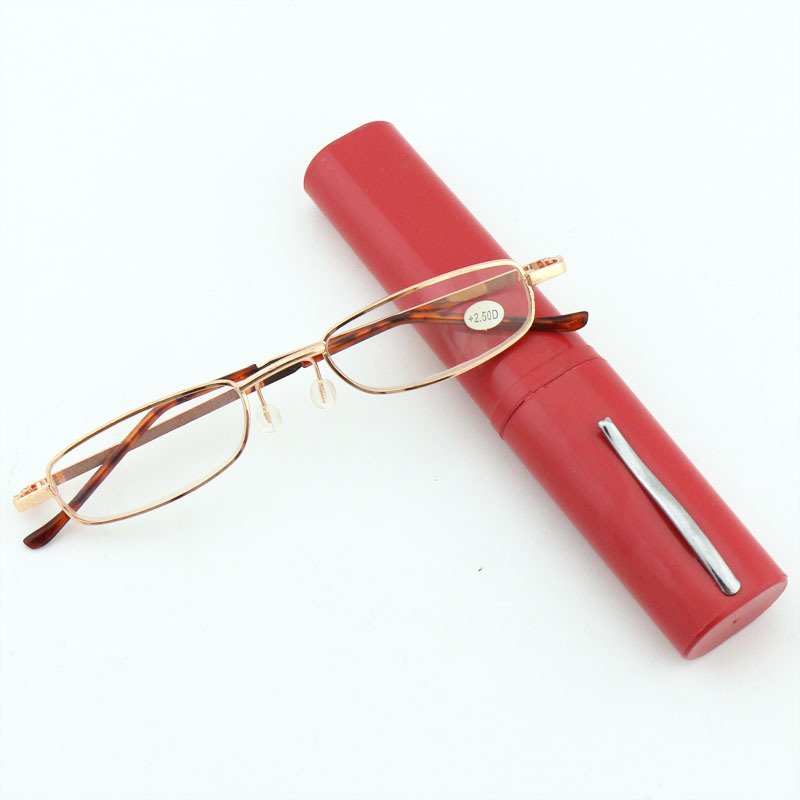 Changbitong Metal frame Spring Hinge Portable Reading Glasses with Aluminum pen case