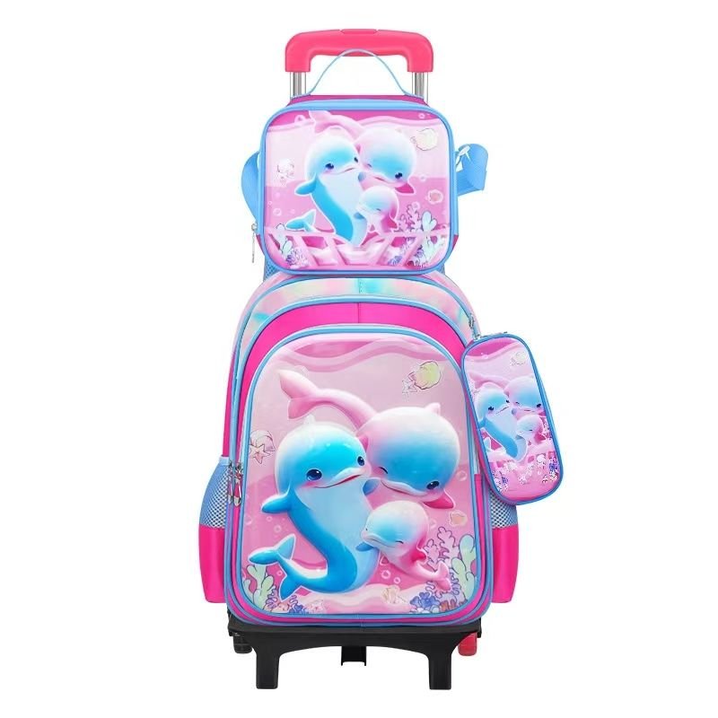 Rolling School Bags for Girls Backpack Children Waterproof School Backpacks with Wheels Middle School Trolley Luggage Back Pack