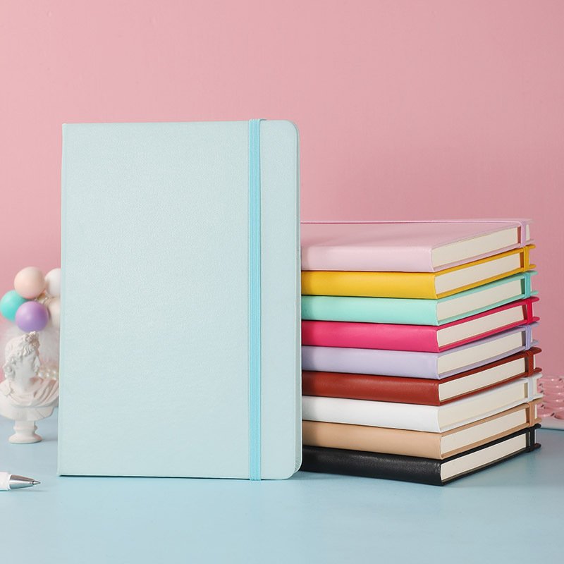Cross-border notebook Amazon hot a5 Hard Case Pu binding band notepad cute Journal Book custom printed logo