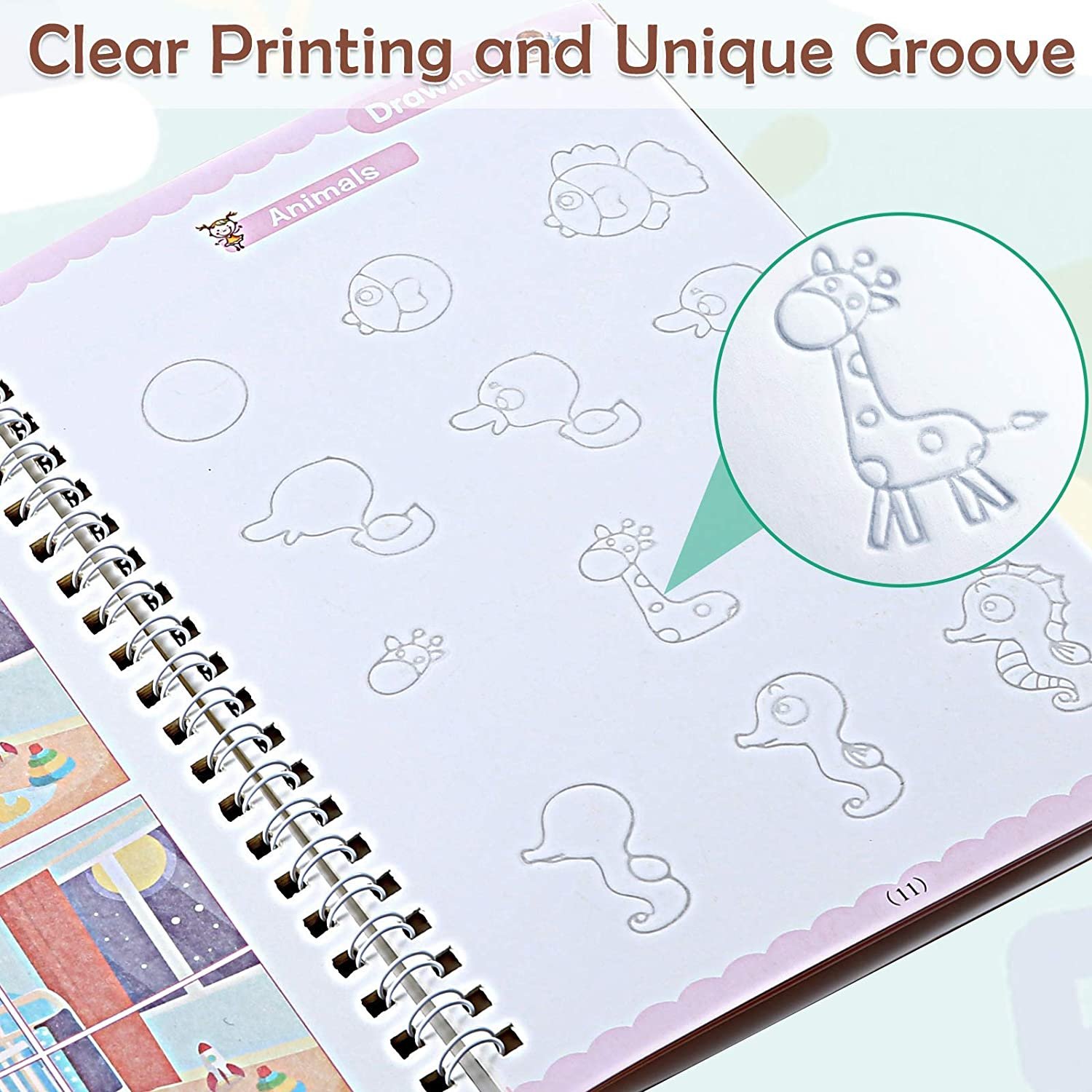 Customized Practice Children Copybook 4 pcs Set Math Alphabet Drawing Number Reusable Handwriting Calligraphy Book for Kids