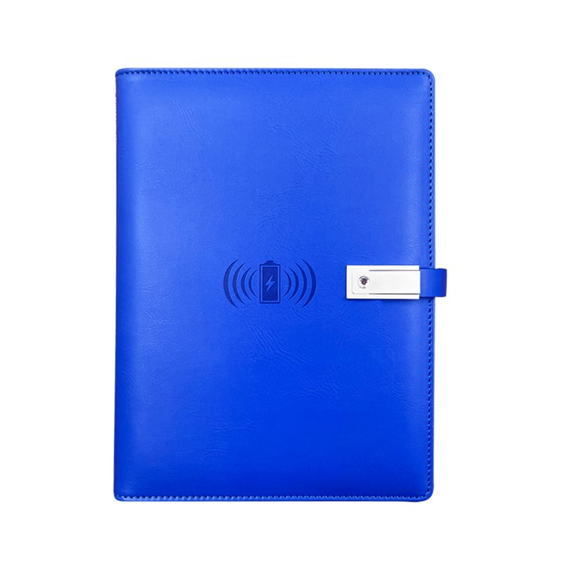 New Arrival Notebook with Wireless Charging and Big Phone Pockhoodie Leather Promotion Wireless Power Bank Notebook with U Disk