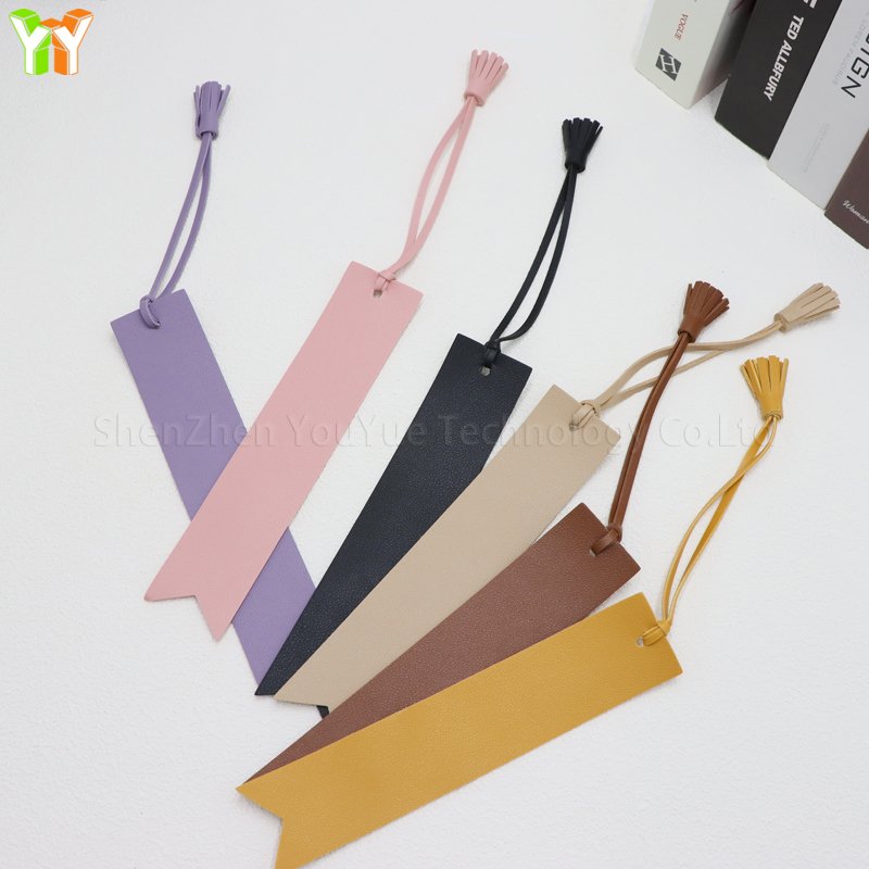 YY PU Leather Minimalist Tassel Bookmark 7 Colors Rectangle Leather Bookmarks With Tassel Creative Book Lover Bookmarks Gifts