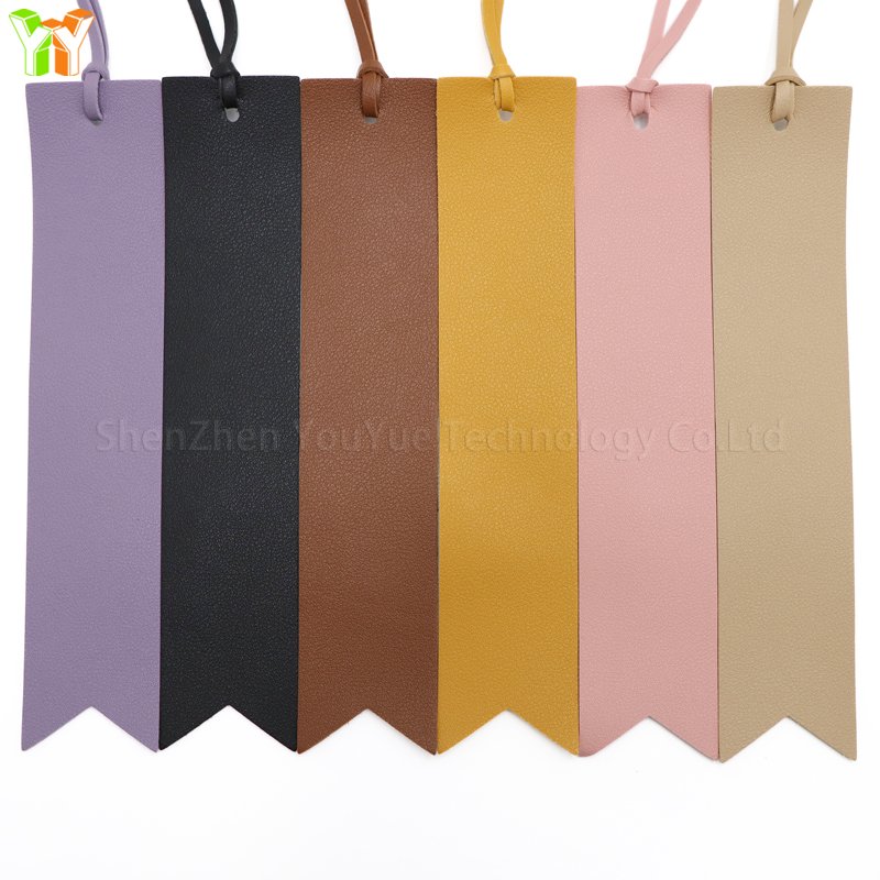 YY PU Leather Minimalist Tassel Bookmark 7 Colors Rectangle Leather Bookmarks With Tassel Creative Book Lover Bookmarks Gifts