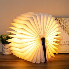 3D Wooden LED Book Light Novelty-Folding Table Lamp LED Paper Lantern With USB Rechargeable Book Lamp Gift