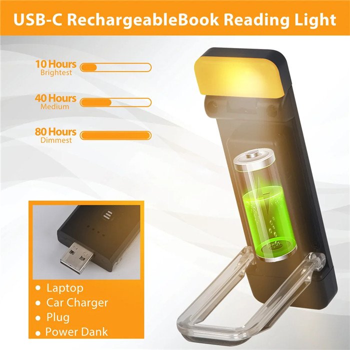 USB Rnewargeable Book Reading Light Portable Mini Bedside Desk Light Clip on Bookmark Night Light Book Lamp LED Living Room 55