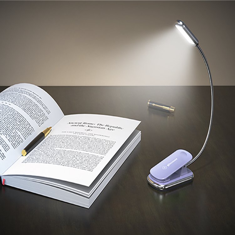 3 Color Temperatures USB Rechargeable LED Reading Lamp Clip On Book Light