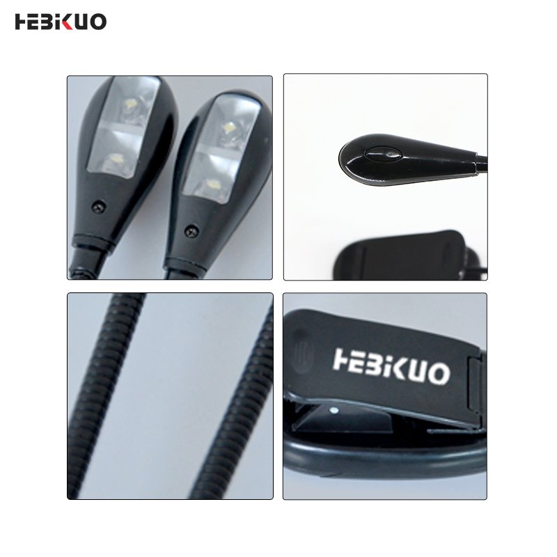 HEBIKUO PD12 Factory OEM Double LED Lamp USB Plug Clip-on Piano Music Station For Music Stand