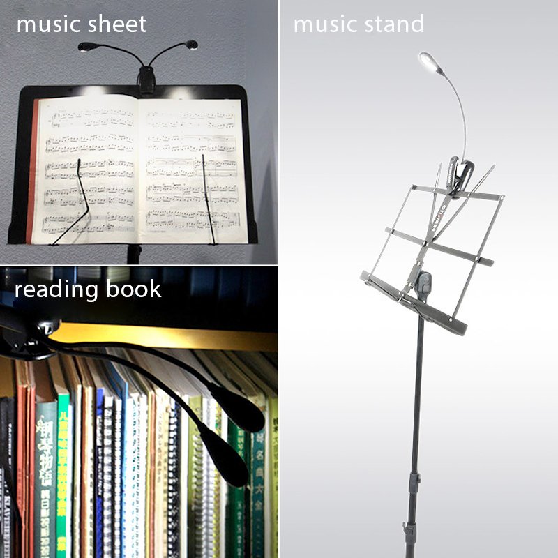 HEBIKUO PD12 Factory OEM Double LED Lamp USB Plug Clip-on Piano Music Station For Music Stand