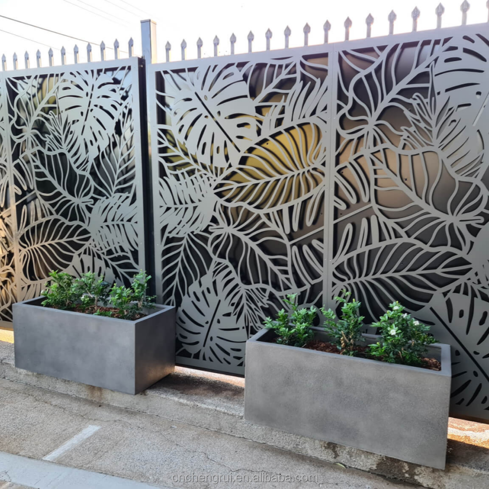 metal screen aluminium small fence concrete privacy garden decorative fencing panels border light