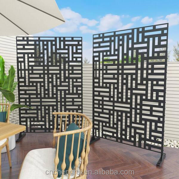 metal screen aluminium small fence concrete privacy garden decorative fencing panels border light