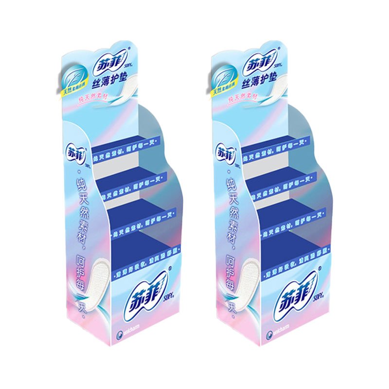 Customized PVC Cardboard Floor Standing Food Beverage Snack Display Stand