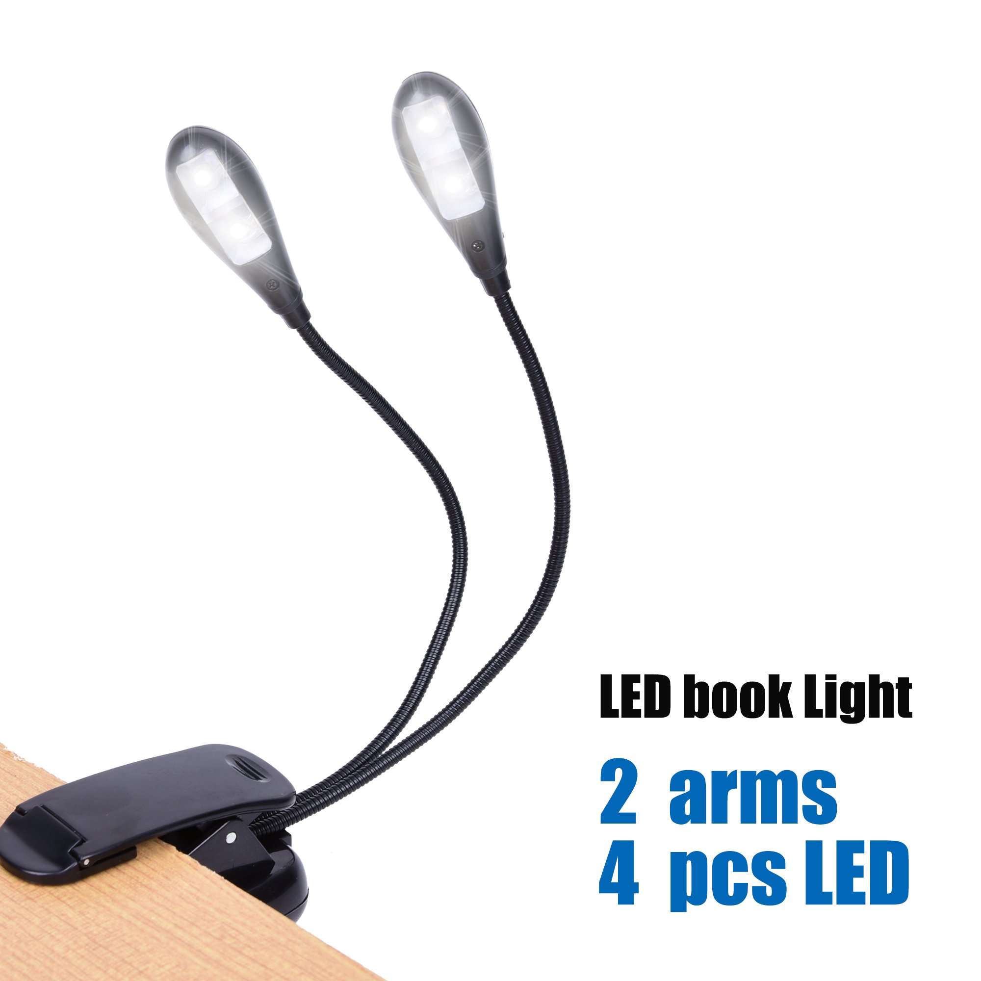 4 Levels Brightness Clip Reading Lights, Book Lights USB and Battery Operated, Portable LED Music Stand Light for Reading Piano