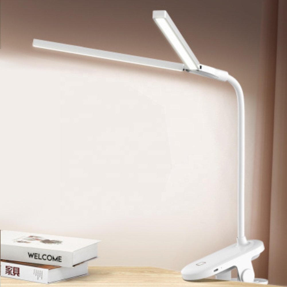 LED Desk Table Lamp Two Head Adjustable Clip 3 Modes Lighting Eye-protected Office LED Reading Lamp For Student LED Desk Lamp