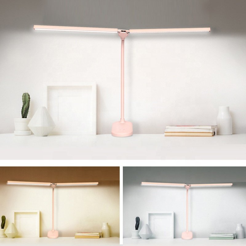 LED Desk Table Lamp Two Head Adjustable Clip 3 Modes Lighting Eye-protected Office LED Reading Lamp For Student LED Desk Lamp