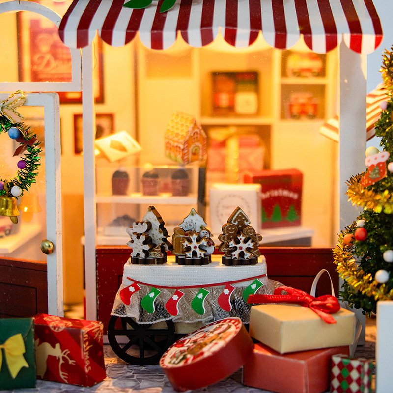 Cute Christmas doll house creative gifts DIY 3D doll house with lights memorial gifts dolls house for girls