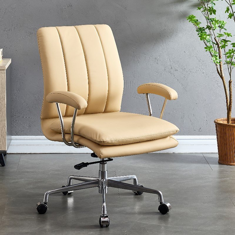 Home Comfortable Luxury Metal Computer Chair Executive Office Seat Lift Rotary Book Desk Chair High-end Leather Chair