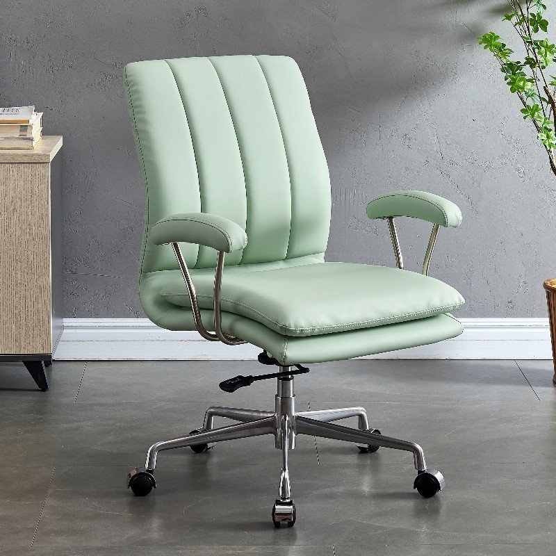 Home Comfortable Luxury Metal Computer Chair Executive Office Seat Lift Rotary Book Desk Chair High-end Leather Chair