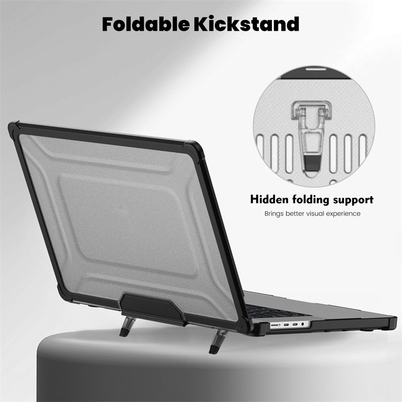 Heavy Duty Sturdy Dual Fold Stand Protective Flip Laptop Case for Mac Book Mac Book Pro 16 2021 2023 Released M1 Pro M1 Max
